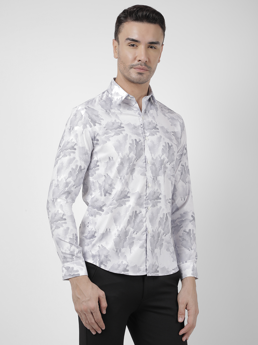 Numero Uno Men Abstract Grey Shirt